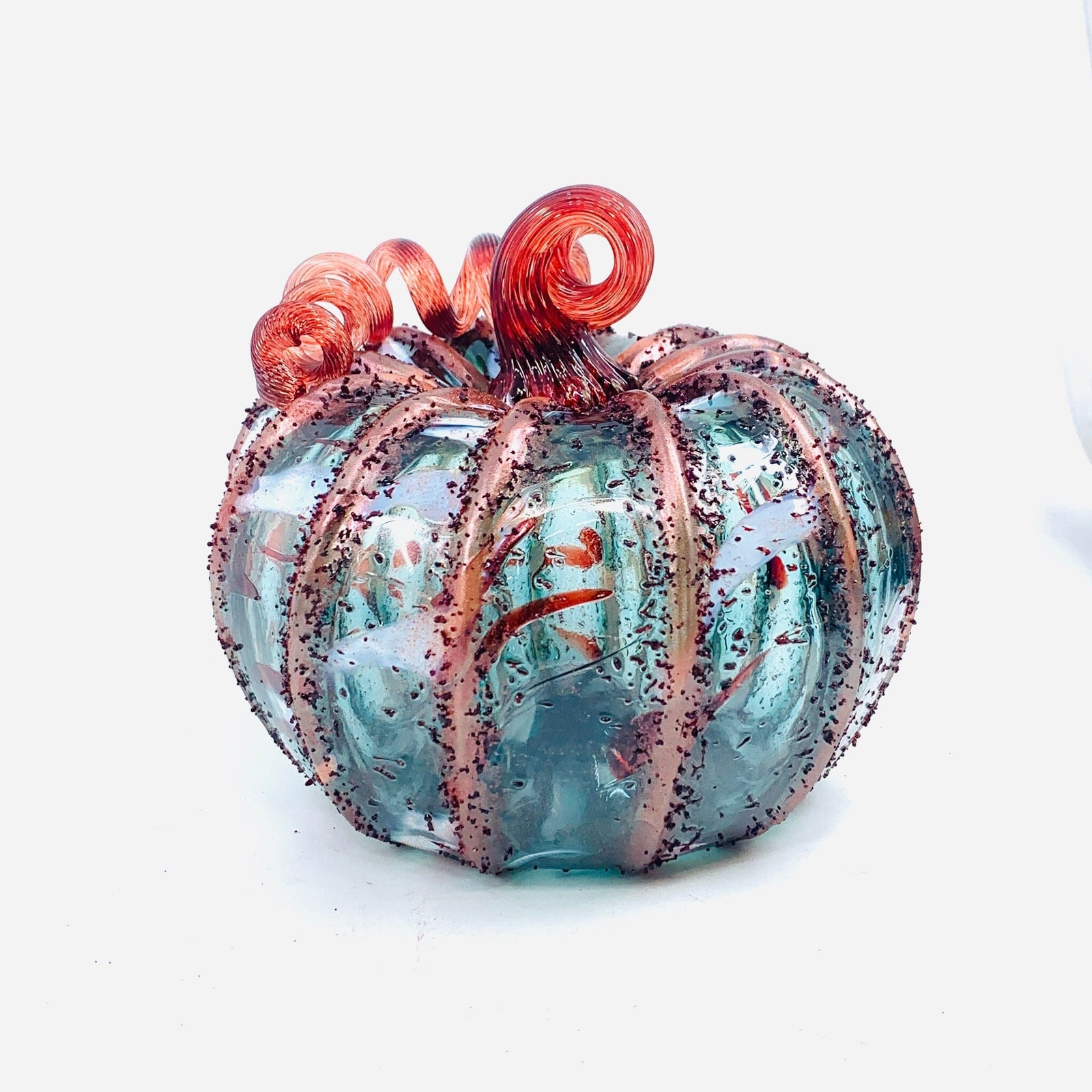 Daily Pumpkin 1588 “Red Shimmer Holiday” Squat Daily Pumpkin Luke Adams Glass Blowing Studio 