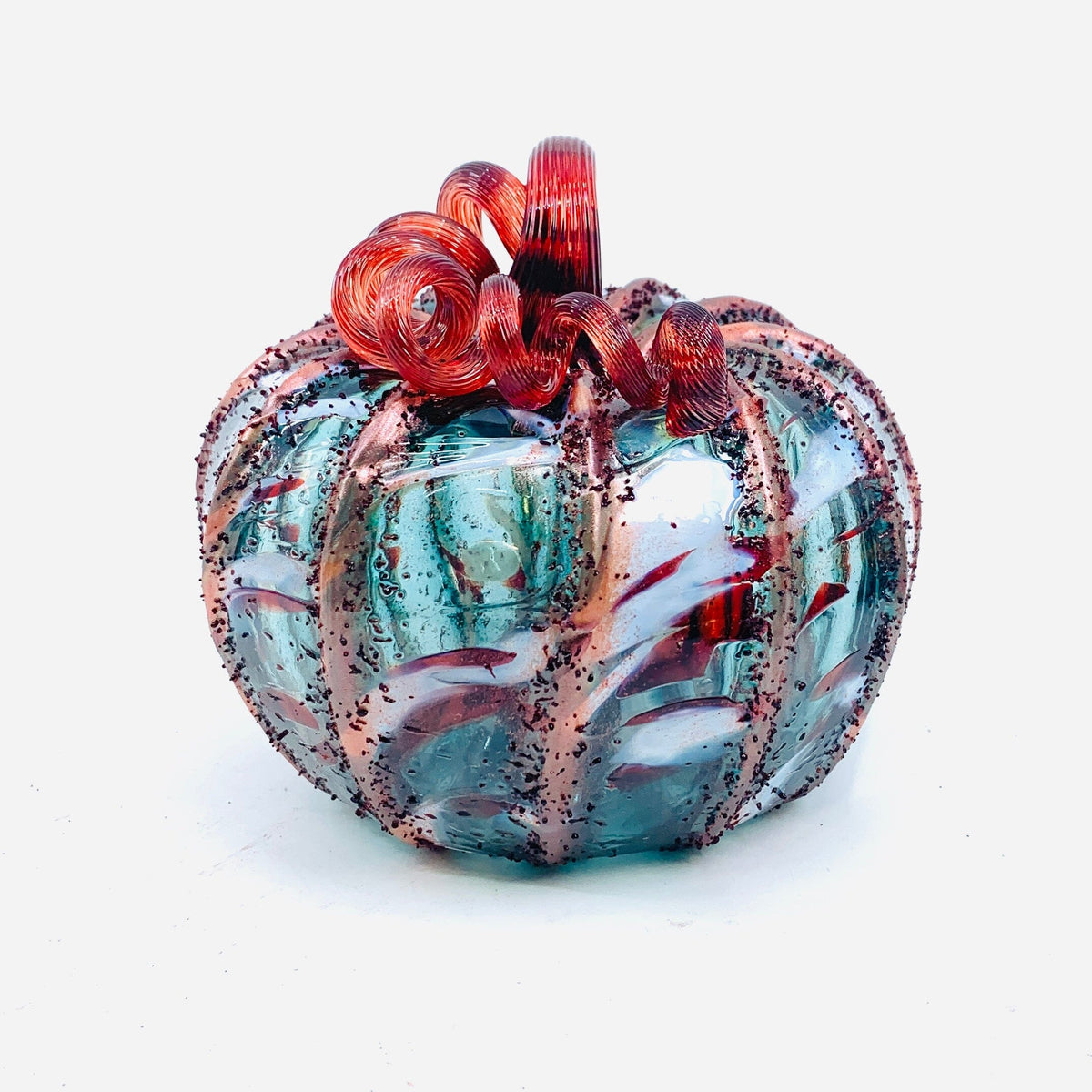 Daily Pumpkin 1588 “Red Shimmer Holiday” Squat Daily Pumpkin Luke Adams Glass Blowing Studio 