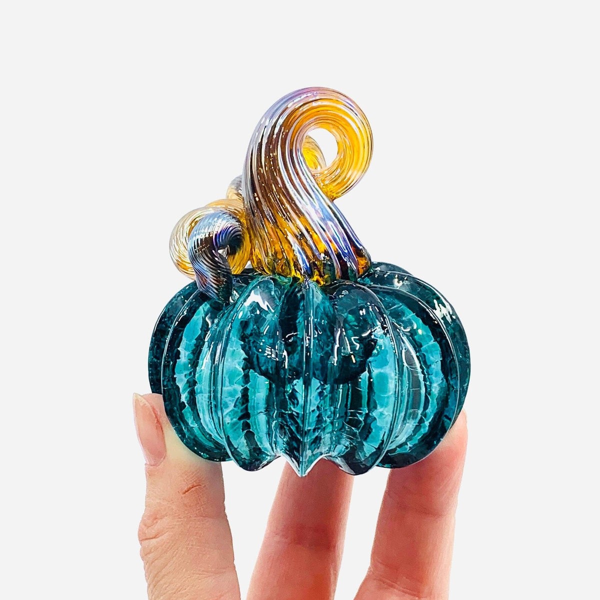 March Birthstone Mini Pumpkin Paperweight, Aquamarine Production Pumpkin Kevin 