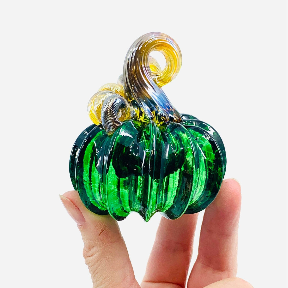 May Birthstone Mini Pumpkin Paperweight, Emerald Production Pumpkin Kevin 