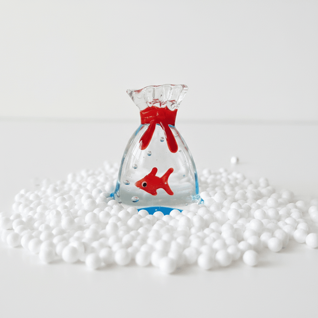 Tiny Goldfish in a Bag - Luke Adams Glass Blowing Studio