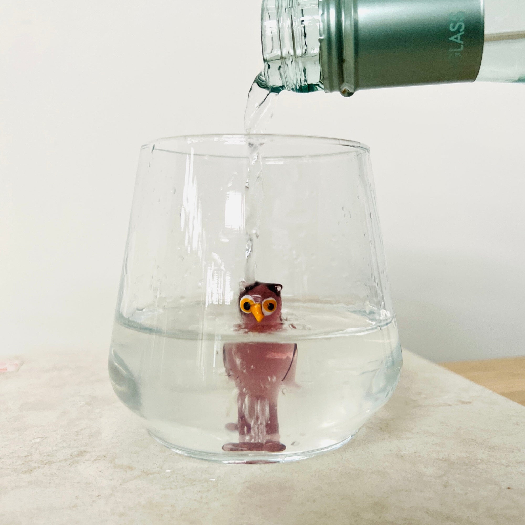 Tiny Animal Wine Glass, Purple Owl Decor MiniZoo 