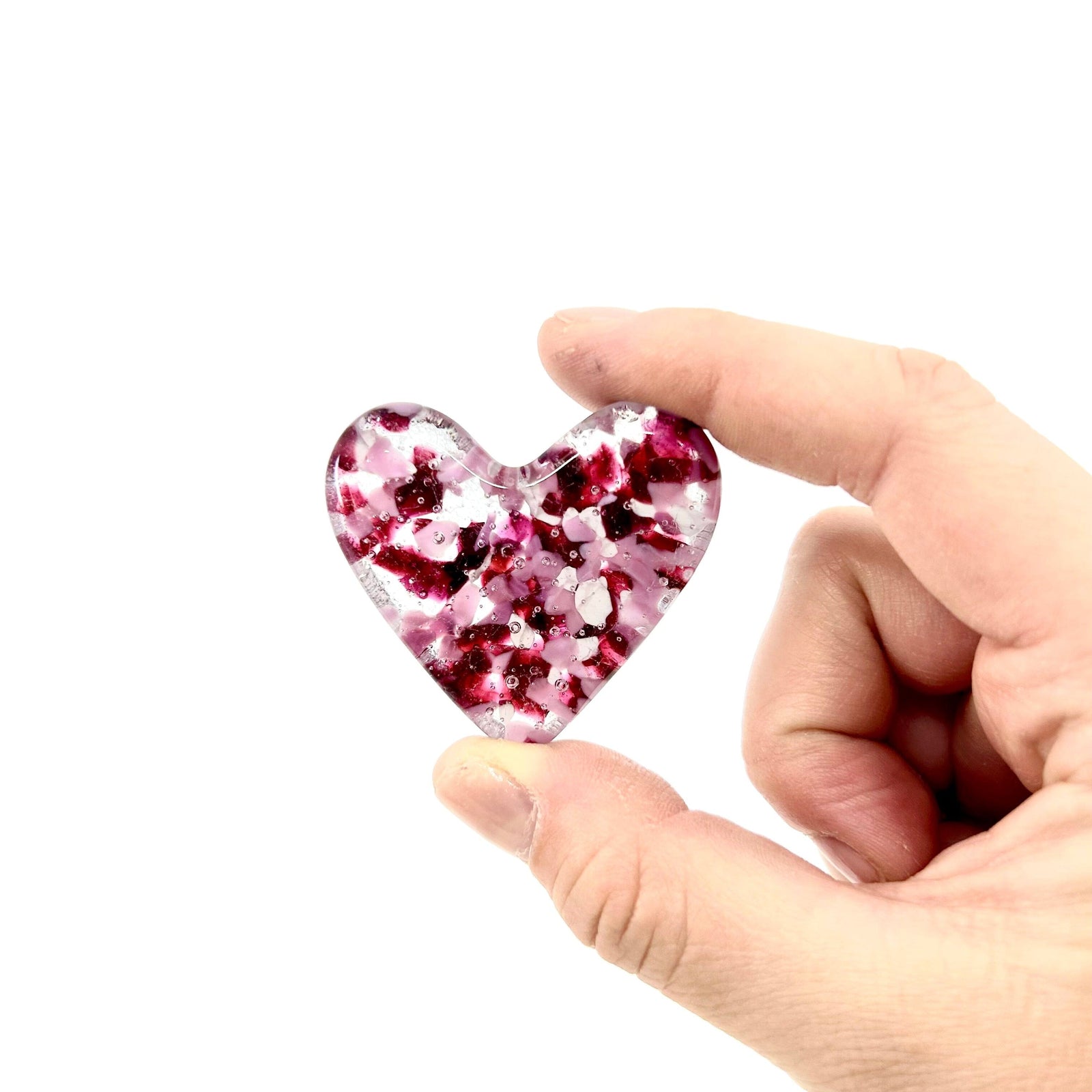 Fused Pocket Heart, Pretty in Pink Miniature Luke Adams Glass Blowing Studio 