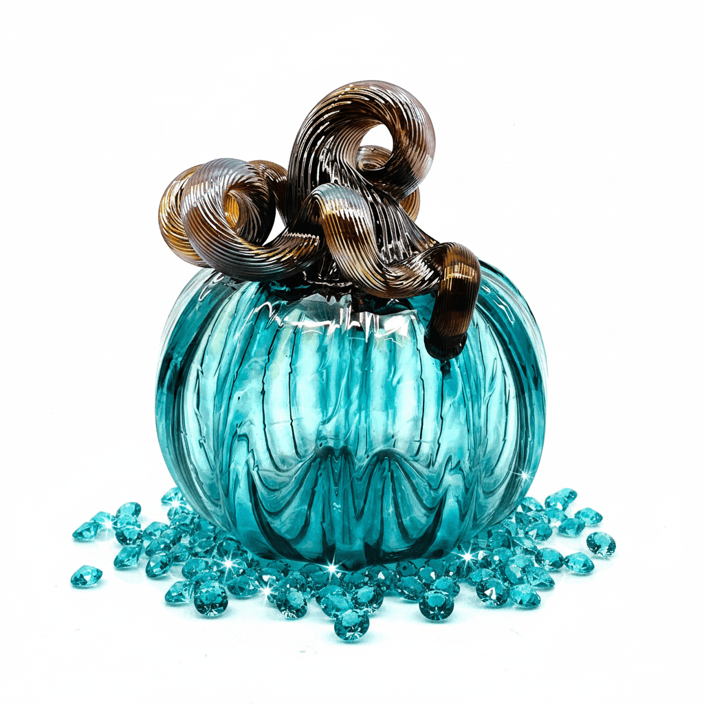 Mini Pumpkin, Aquamarine Pumpkin Luke Adams Glass Blowing Studio 