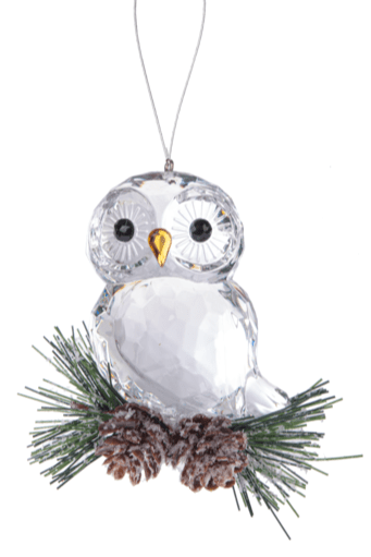 Perched Owl Acrylic Crystal Ornament Ornament GANZ 