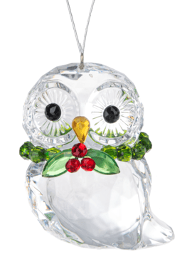 Owl with Wreath Acrylic Crystal Ornament Ornament GANZ 