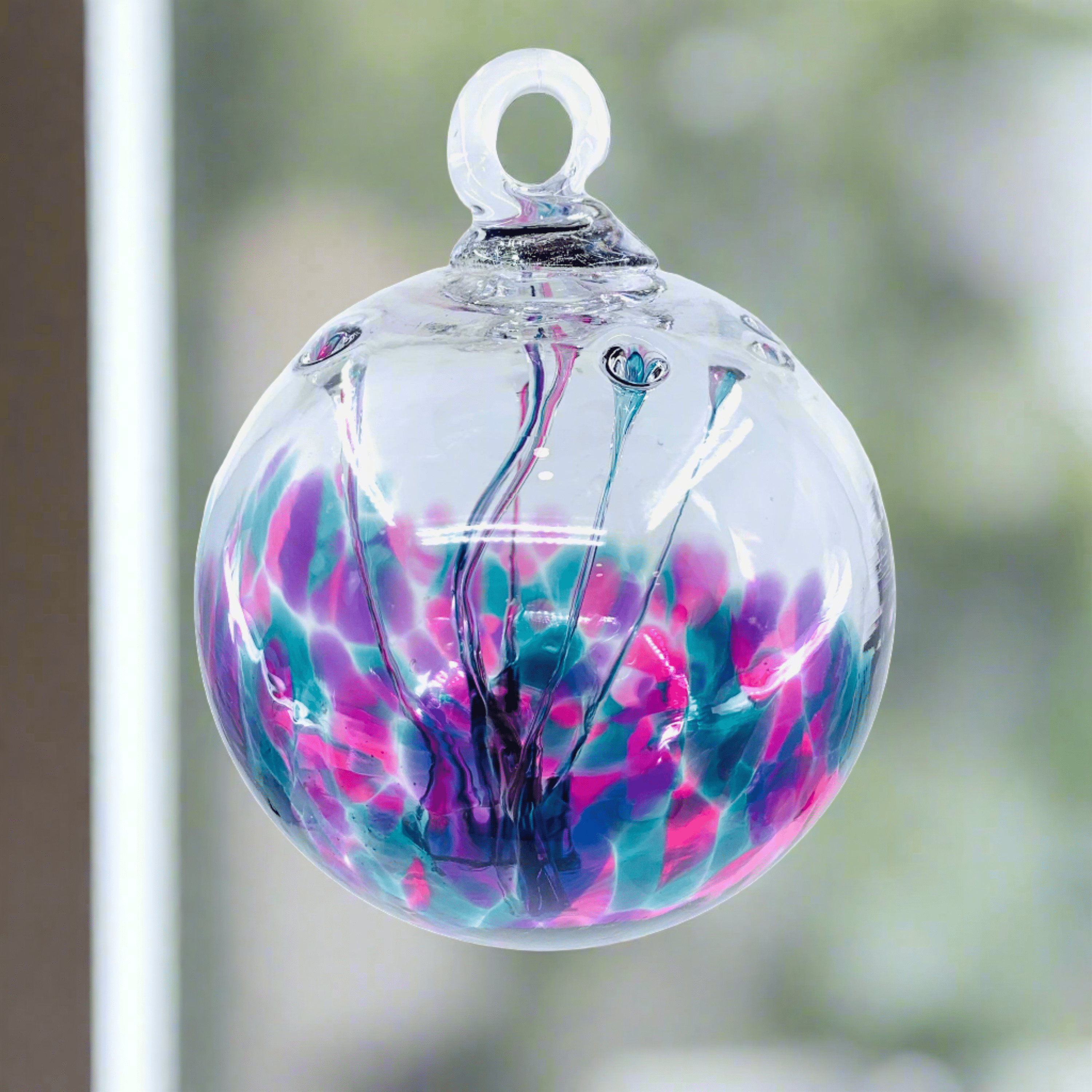 Big Diamond Ornament ビックダイヤモンド置物 Wish Ball Ornament, Peacock - Luke Adams Glass Blowing Studio