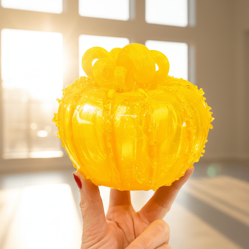 Ray of Light Squat Pumpkin - Into the Vault Inspo Luke Adams Glass Blowing Studio 
