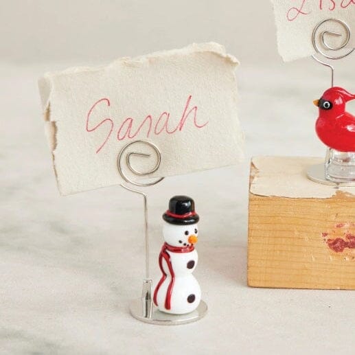 Glass Snowman Place Card Holder Creative Co-Op 