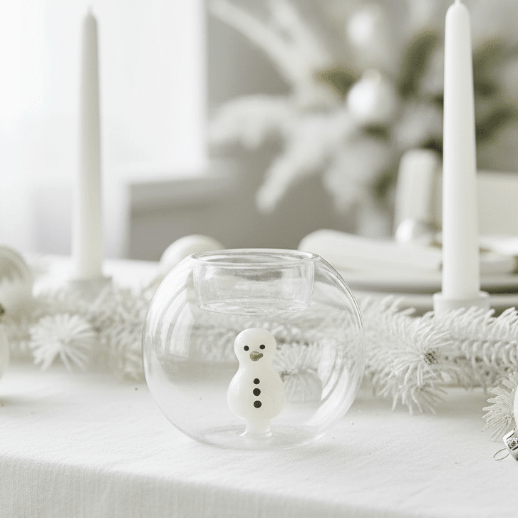 Globe Tealight Holder, Snowman Decor Tag 