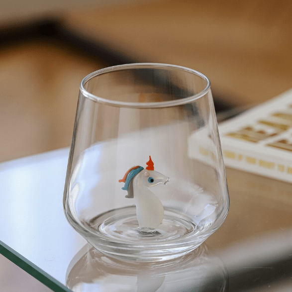 Tiny Animal Wine Glass, Unicorn Decor MiniZoo 