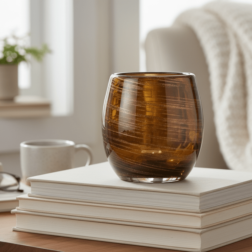 Handblown Artisanal Votive Holder, Smoky Quartz Dynasty 