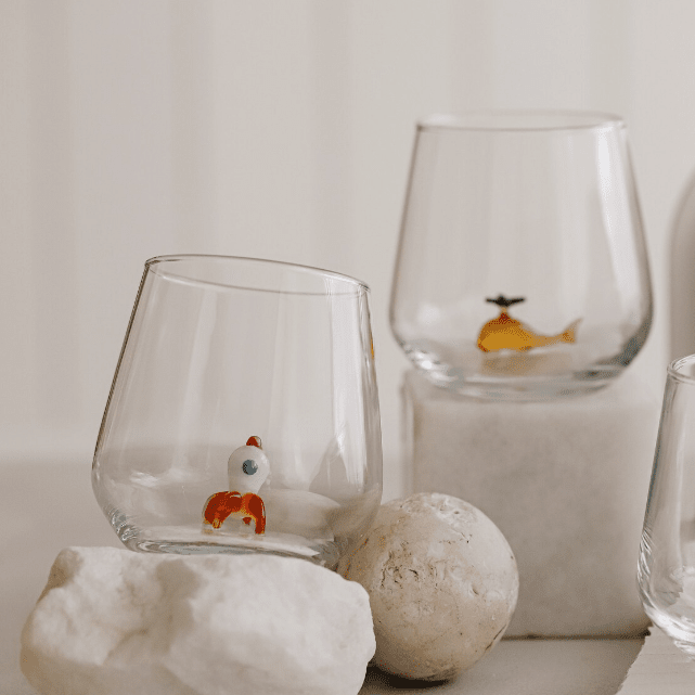 Tiny Animal Wine Glass, Rocket Decor MiniZoo 