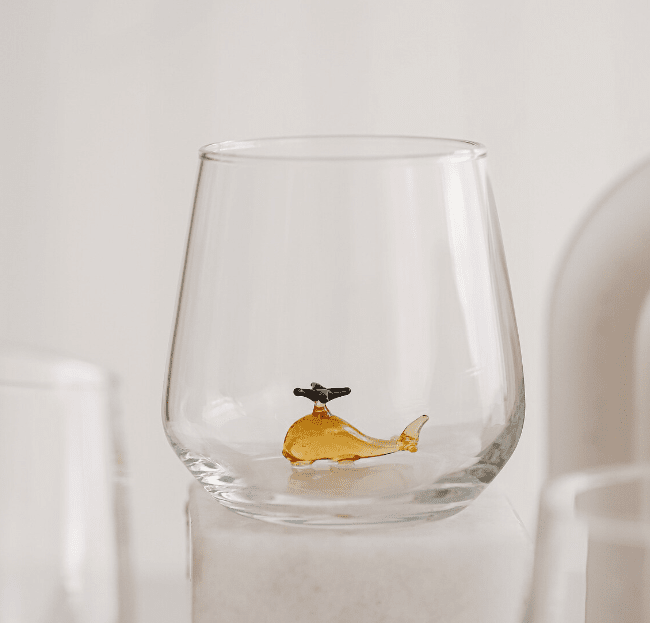 Tiny Animal Wine Glass, Helicopter Decor MiniZoo 