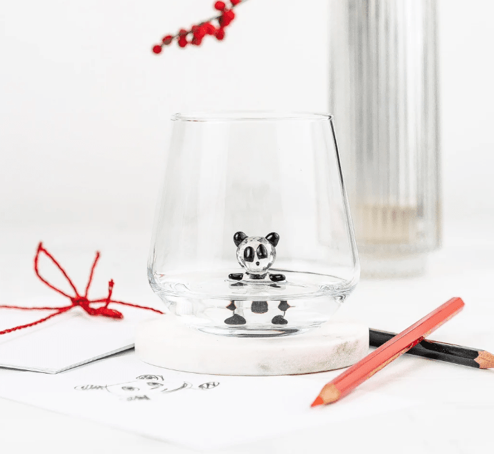 Tiny Animal Wine Glass, Panda Decor MiniZoo 
