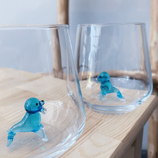 Tiny Animal Wine Glass, Seal Decor MiniZoo 