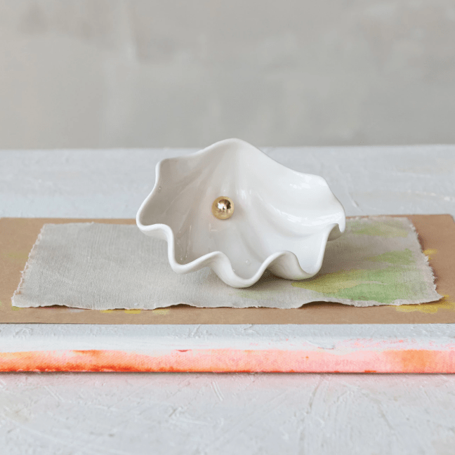 Stoneware Clam Shell Dish Creative Co-op 