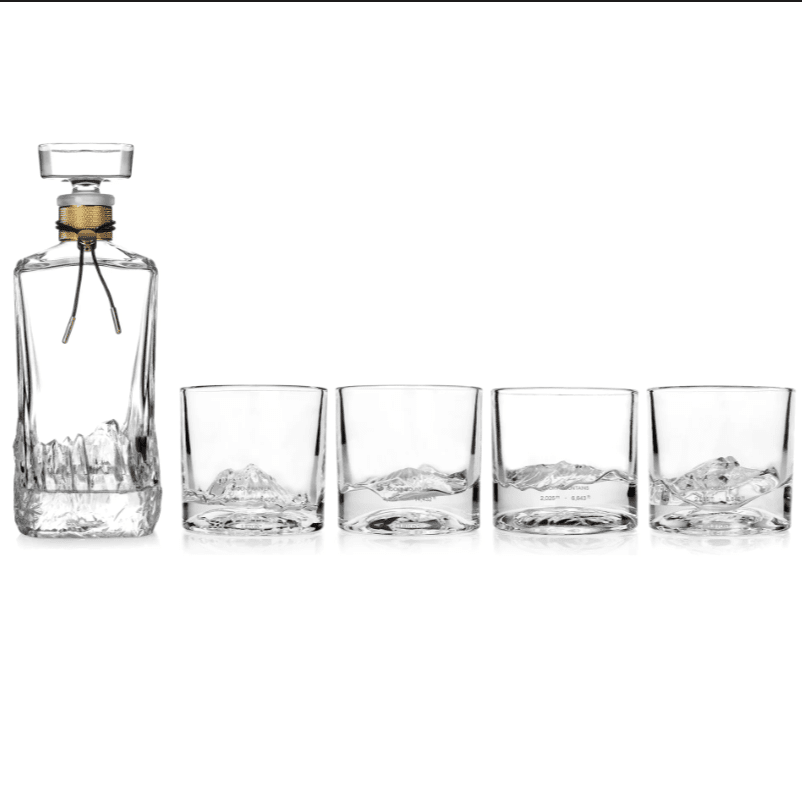 The American Peaks Whiskey Glass and Decanter Set Decor DKK Brands 