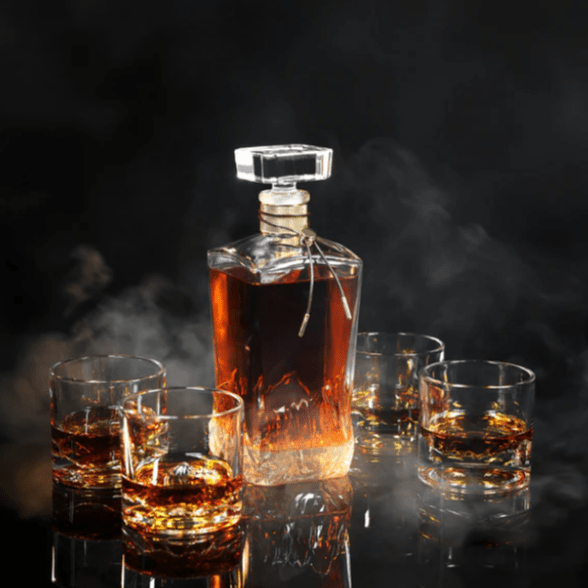 The American Peaks Whiskey Glass and Decanter Set Decor DKK Brands 
