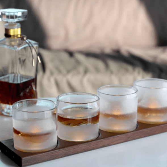 The American Peaks Whiskey Glass and Decanter Set Decor DKK Brands 