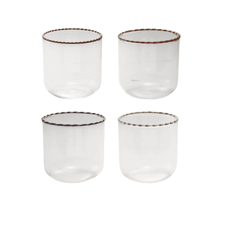 Candy Cane Rim Glass, Red Decor Creative Co-Op 