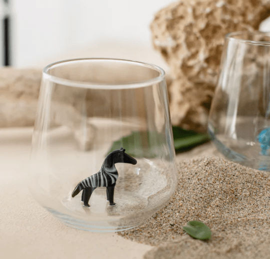 Tiny Animal Wine Glass, Zebra Decor MiniZoo 