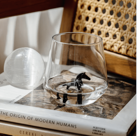 Tiny Animal Wine Glass, Zebra Decor MiniZoo 
