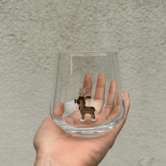 Tiny Animal Wine Glass, Moose Decor MiniZoo 