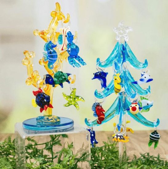 LAST ONE - Glass Coastal Coral Tree 15 Decor Gift Essentials 