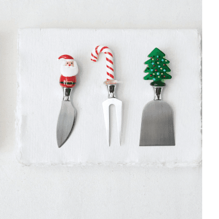 Holiday Glass Cheese Knife, Santa Decor Creative Co-Op 