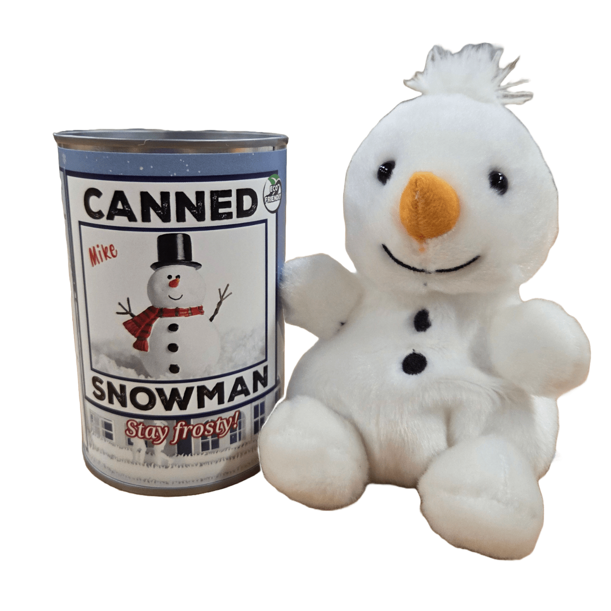 Stuffed Snowman in a Can Canned Gifts 