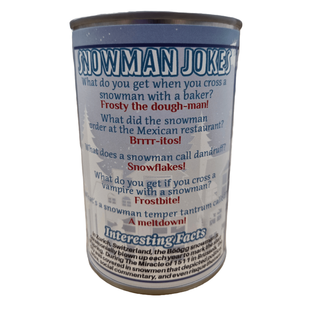 Stuffed Snowman in a Can Canned Gifts 