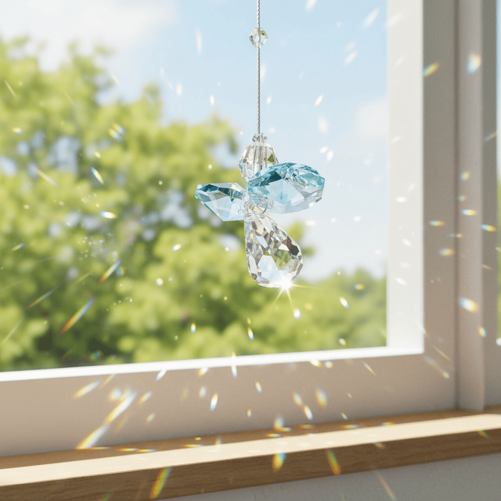 Crystal Fantasy Guardian Angel Suncatcher, Aquamarine 21 Woodstock Chimes 