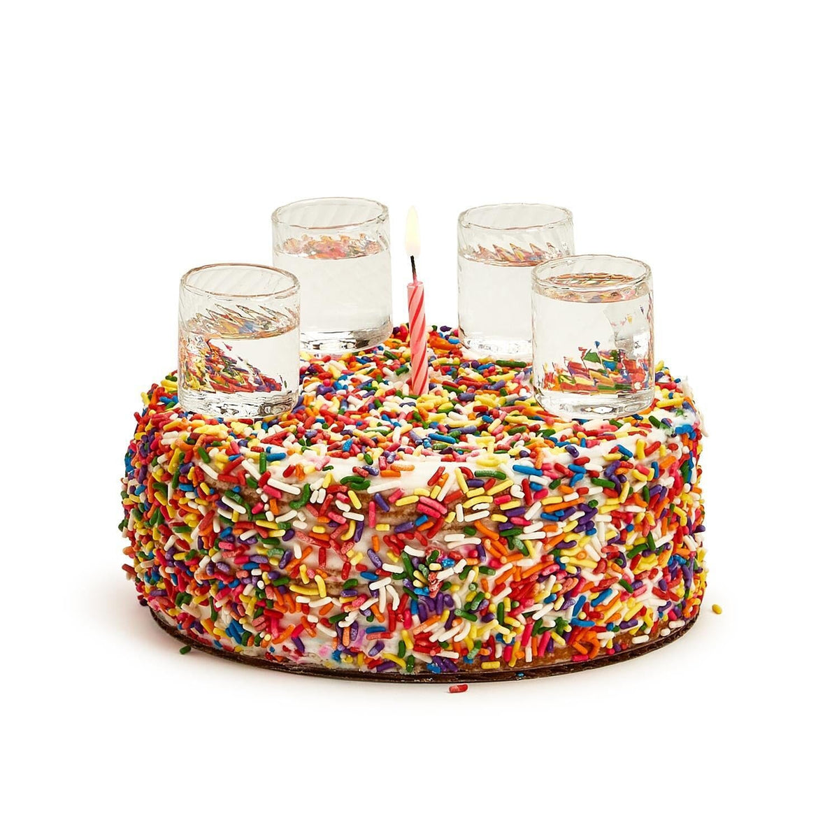 Hand Blown Party Time Cake Topper Shot Glasses