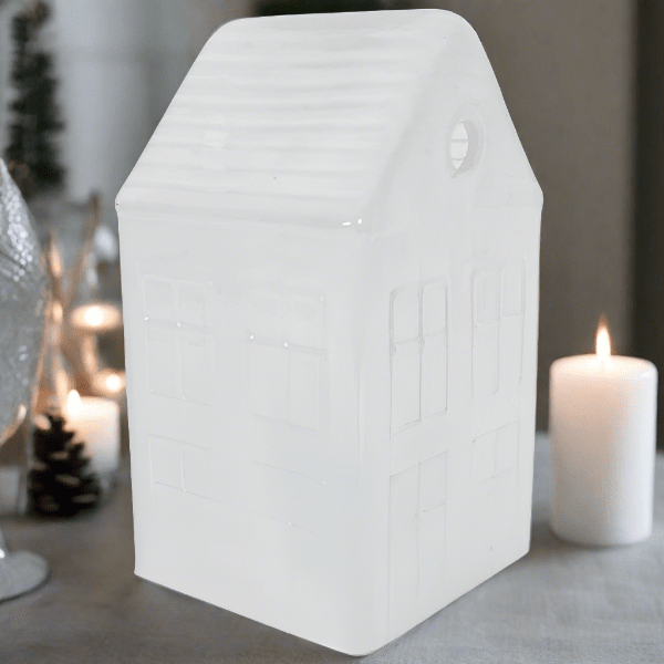 Mercury Glass House, White Luster India House Brass 