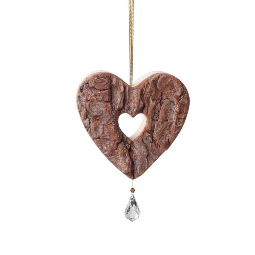 Hand Carved Heart Ornament with Swarovski Crystal 4