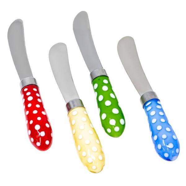 Polka Dot Glass Spreaders, Blue Decor Gift Essentials 
