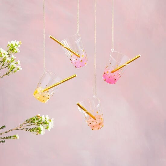 Cocktail Drink Ornament, Pink Fizz Ornament One Hundred 80 Degrees 