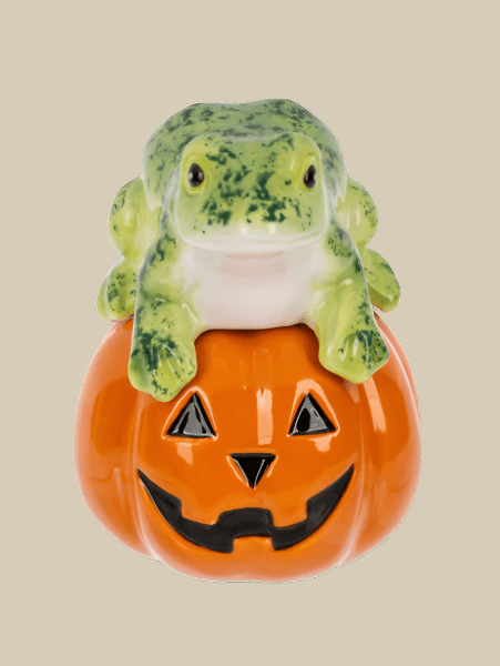 Spooky Stacker Salt and Pepper Shakers, Frog and Jack O'Lantern GANZ 