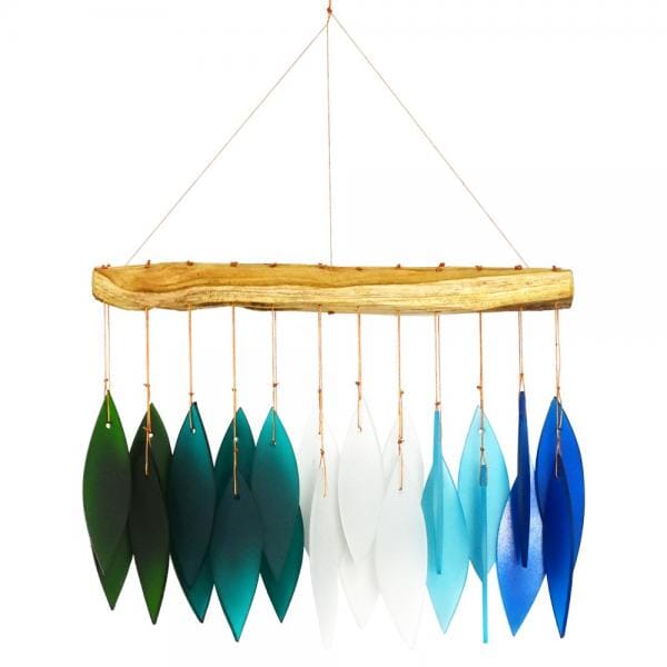 Ocean Glass Wind Chime, Driftwood Gift Essentials 