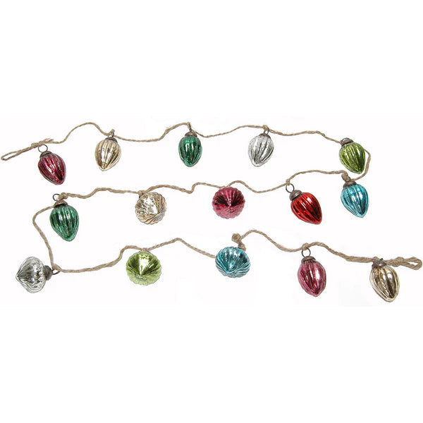 Mercury Glass Mini Ornament Garland, Multi India House Brass 