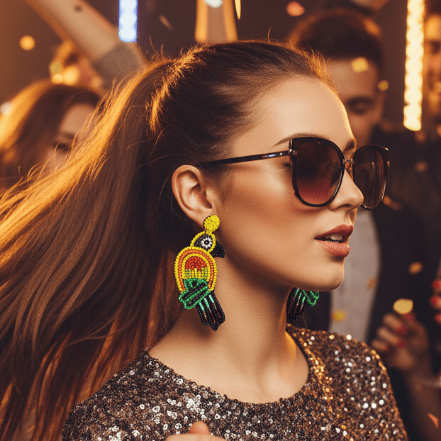 LAST ONE - Beaded Earring, Parrot Jewelry Cloie NY 