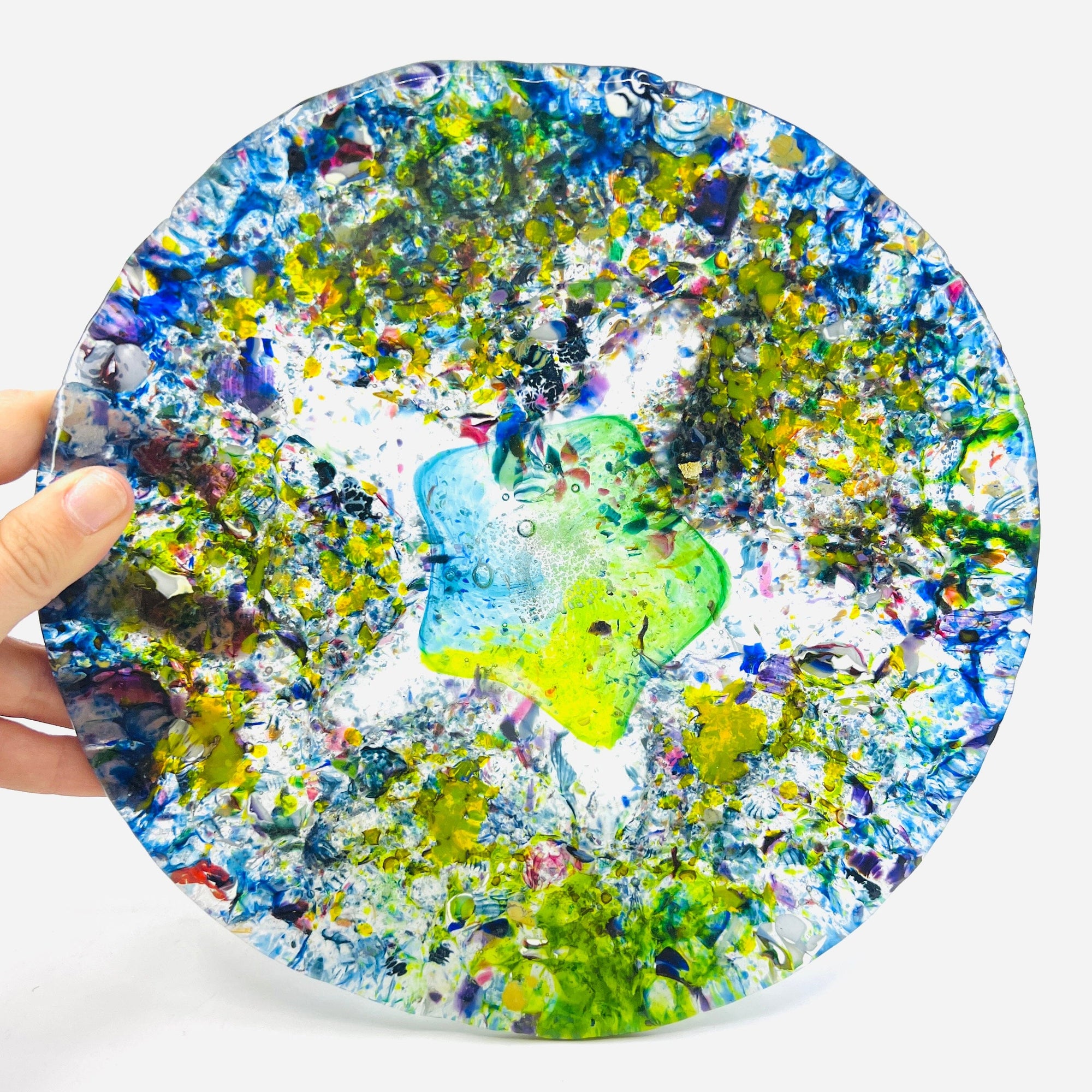 Fused Glass Round Plate Decor Jean - personal 