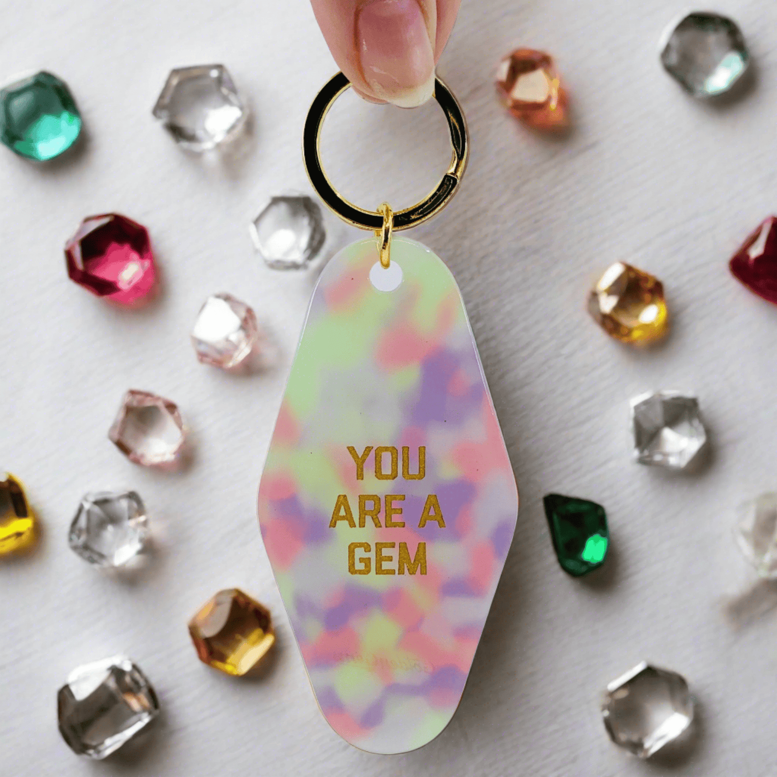 Retro Keychain, You Are A Gem Accessory Golden Gems 