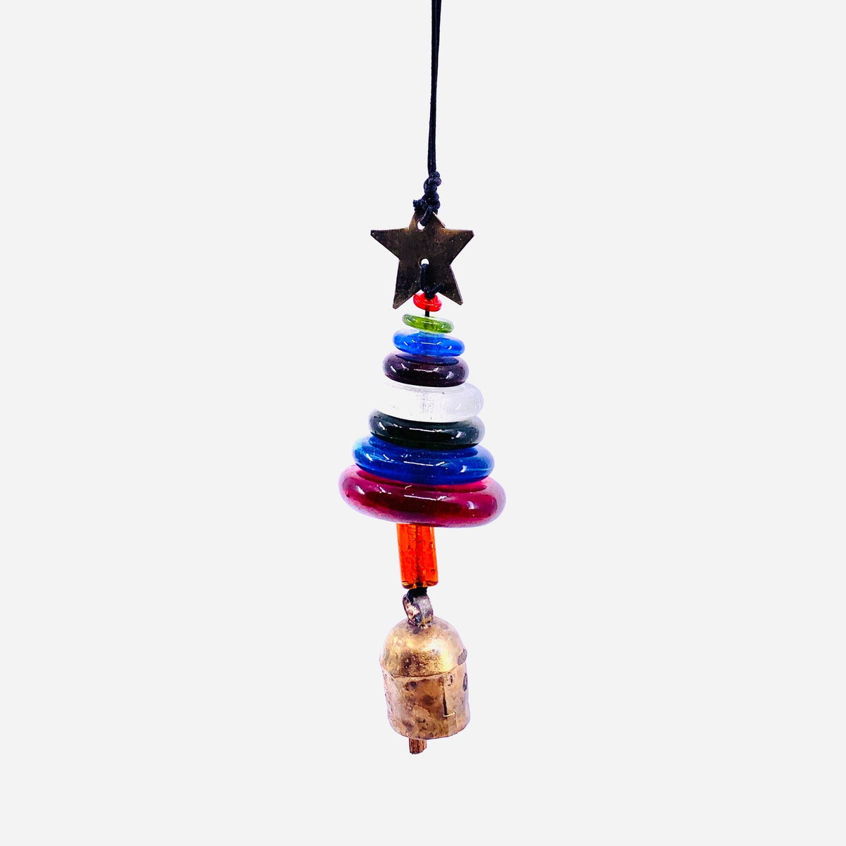 Hanging Beaded Glass with Bell, Christmas Tree 1 Decor MOKSHA 