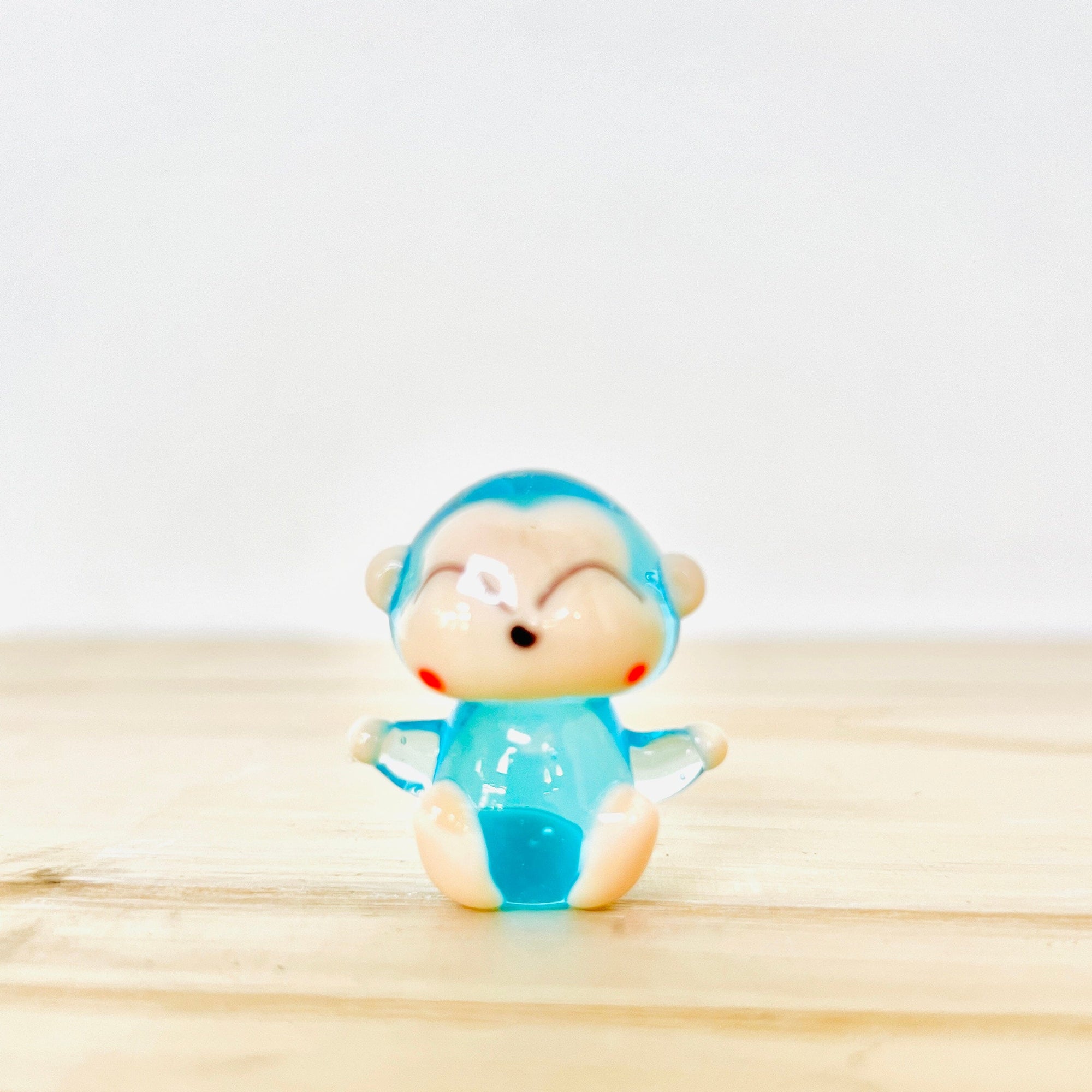 Tiny Glass Monkey, Blue Razz Miniature Alex 