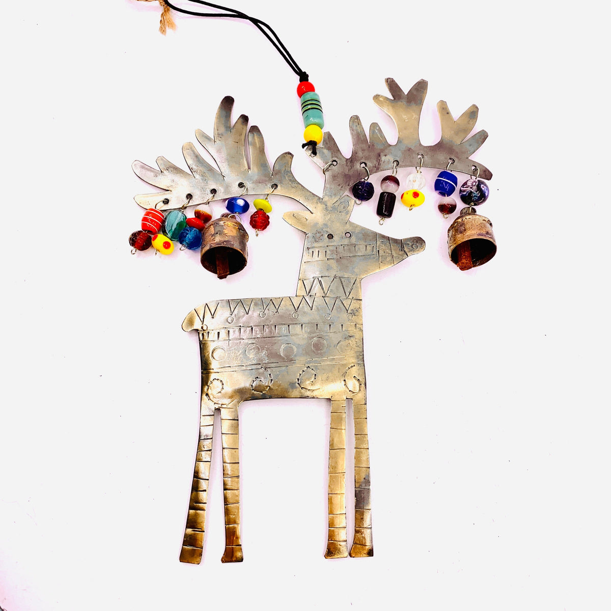 Hanging Beaded Glass with Bell, Rudolph the Reindeer 9