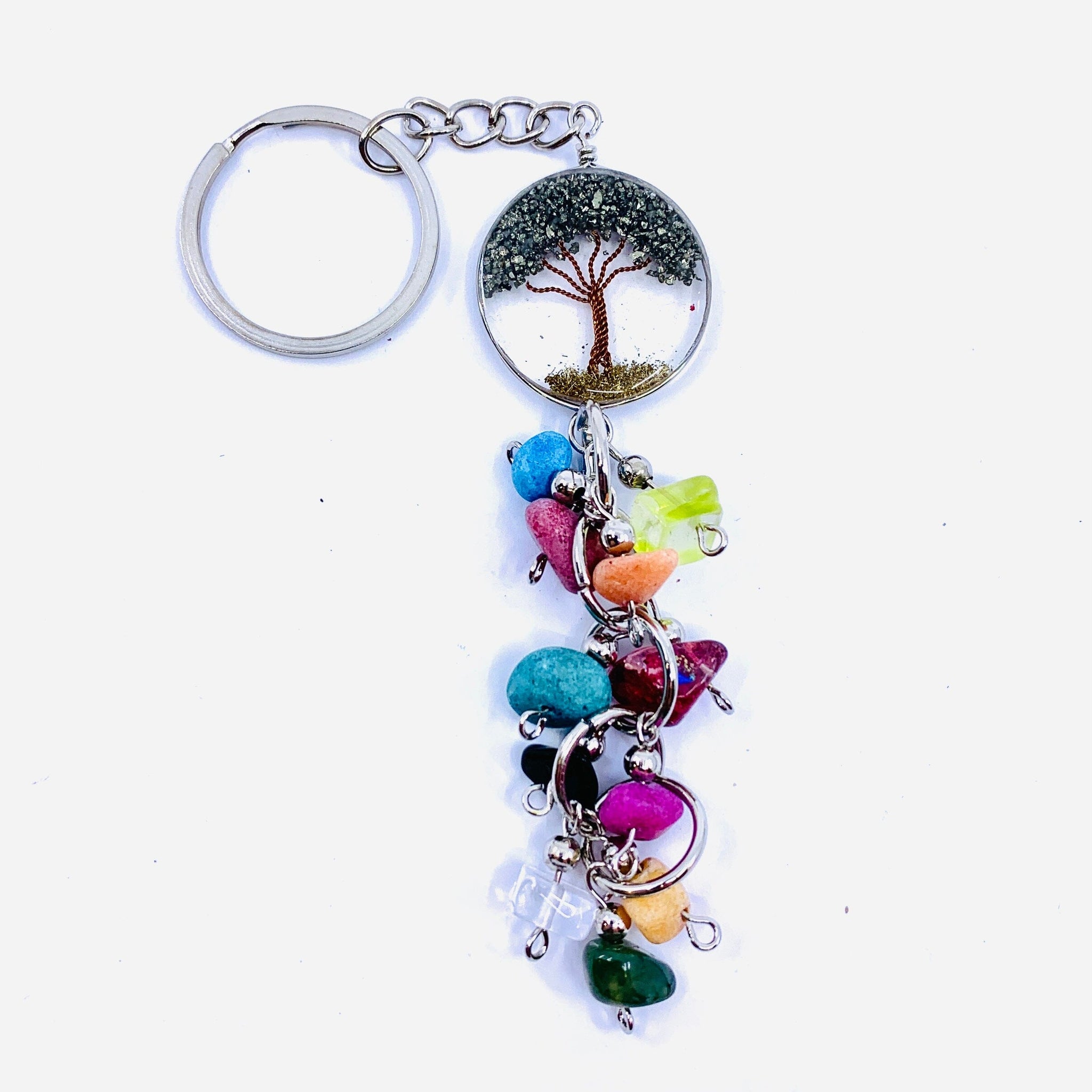 Tree of Life Key Chain 11, Glitter Dust Luke Adams Glass Blowing Studio