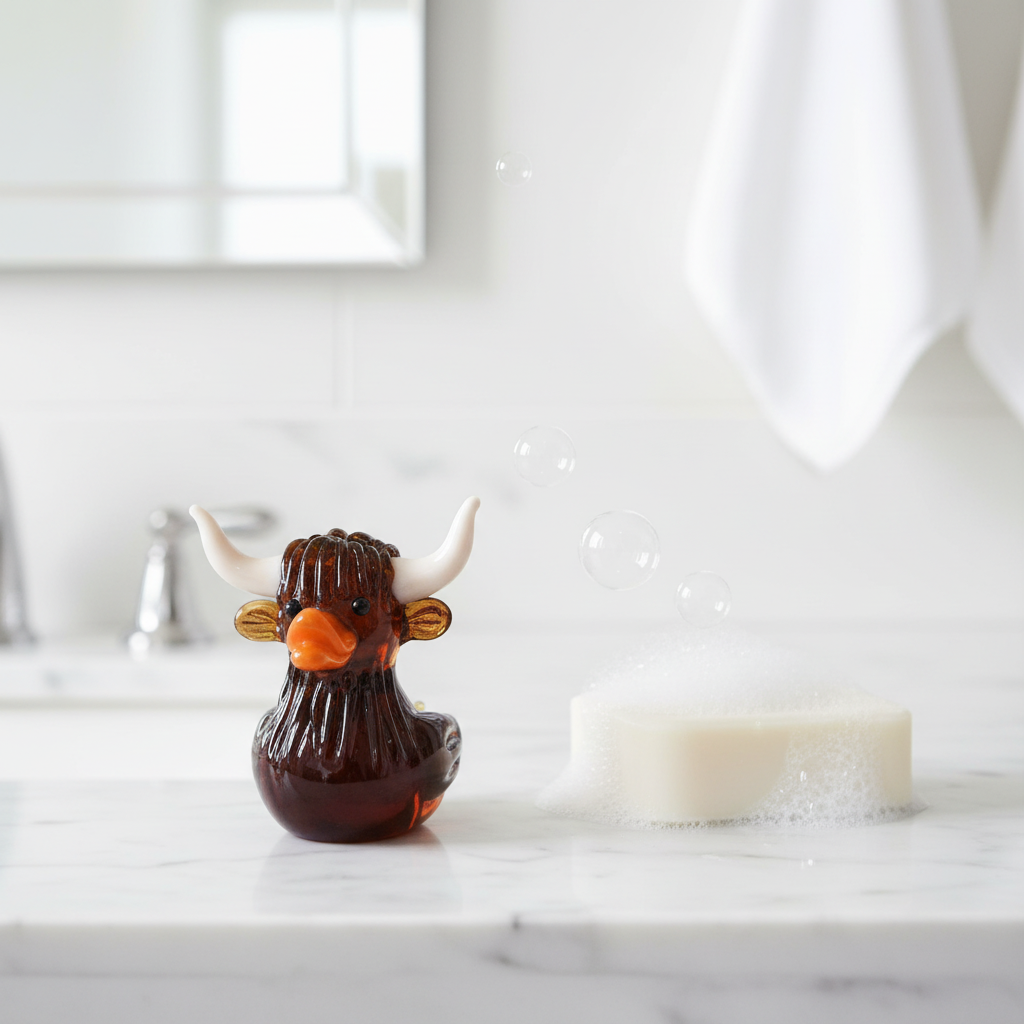 Highland Cow - Mini Glass Rubber Duck