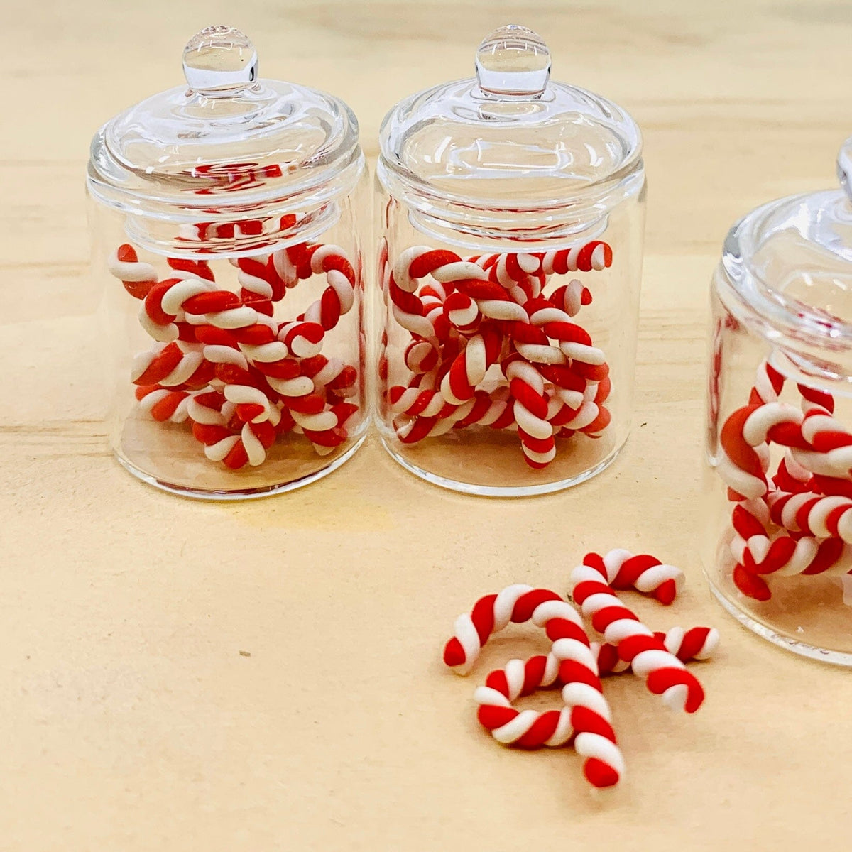 Tiniest Glass Jar of Candy Canes Miniature - 